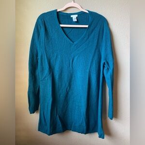 J.Jill teal v-neck sweater. Size XL.